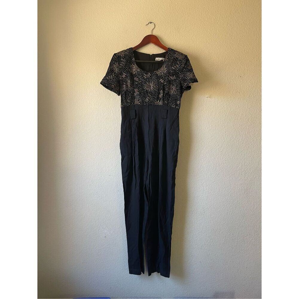 Vintage embellished evening wear party jumpsuit size small‎